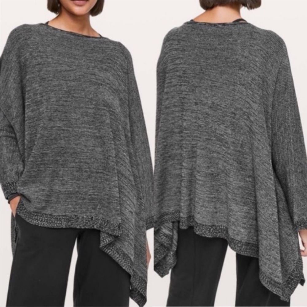 Lululemon Divinity Scarf Shawl Poncho, Black / Heathered Core Medium Grey